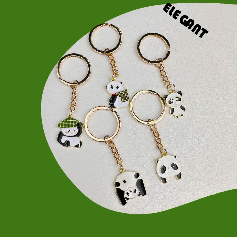 【 ELEGANT 】 Panda Gantungan Kunci Mobil Kreatif Untuk Wanita Pria Car Key Holder Perhiasan Telepon Pesona Ransel Liontin Gantung Dekorasi Gantungan Kunci Hewan