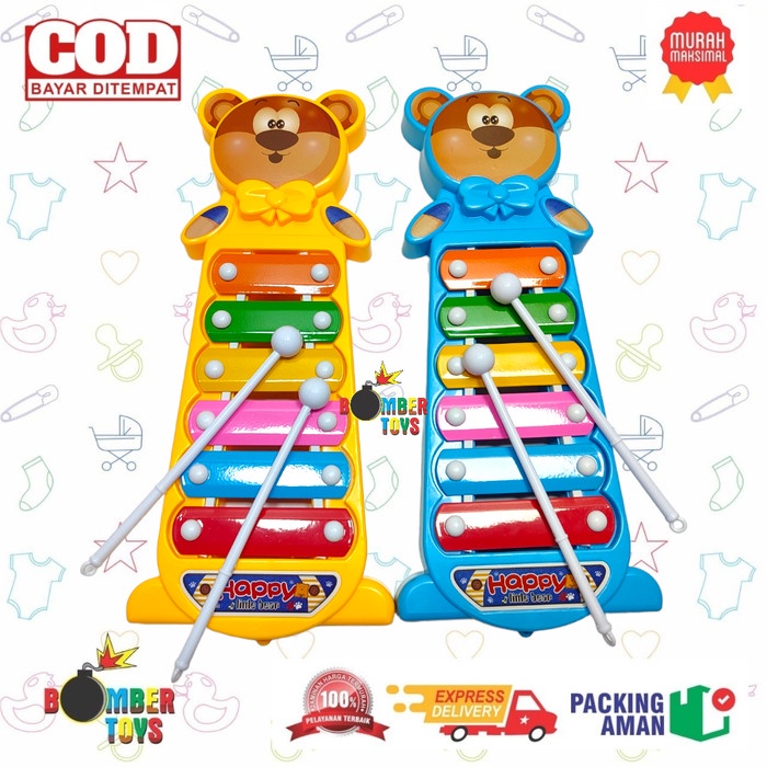 MAINAN ANAK XYLOPHONE GAMELAN ALAT MUSIK BEAR AYAM KARAKTER LUCU