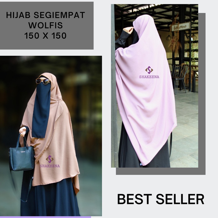 Sale khimar wolfis jumbo/ jilbab segiempat wolfis 150x150/ khimar 150x150 Termurah
