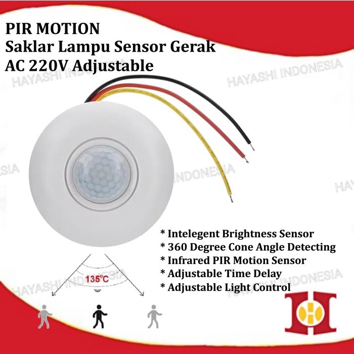 Saklar Lampu Sensor Gerak Otomatis PIR Switch Motion Detector Plafon