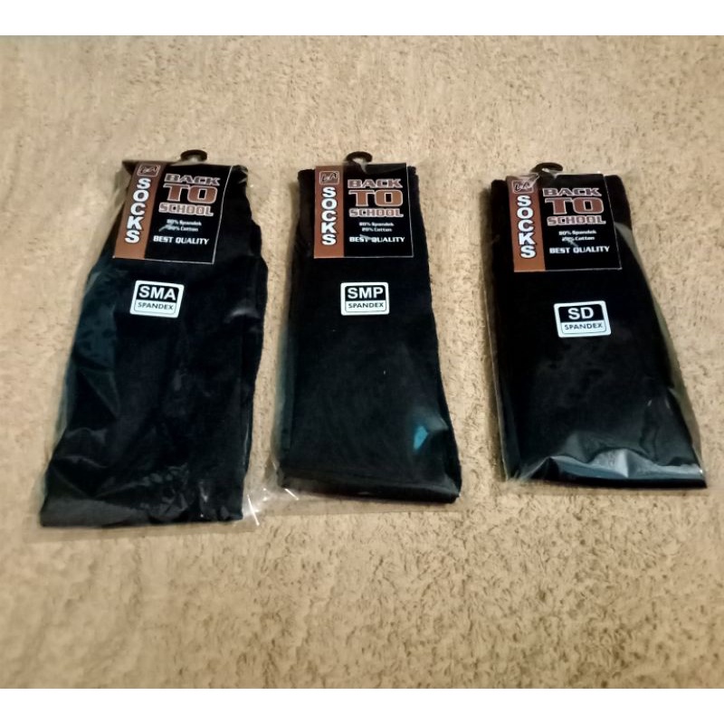 TERMURAH KAOS KAKI SEKOLAH SD SMP SMA HITAM POLOS SUDAH PACKING KEMASAN BIMBIM