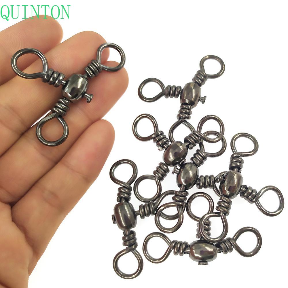QUINTON Konektor Tali Pancing Lure Line Carp Barrel Stainless Steel 3arah Memancing Putar