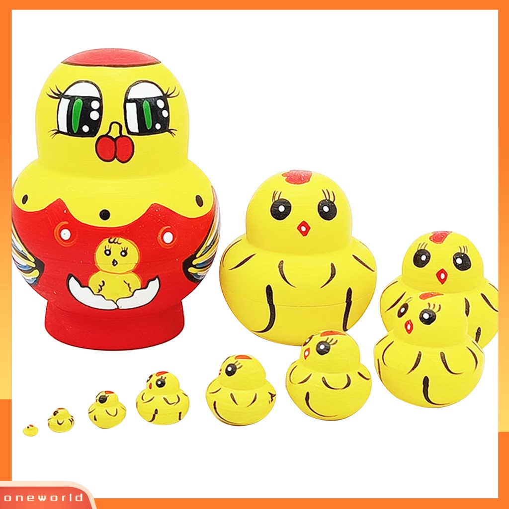 [ONE] 1set Boneka Bersarang Indah Desain Hewan Sepuluh Lapis Kartun Anak Ayam Matrioska Mainan Untuk Anak