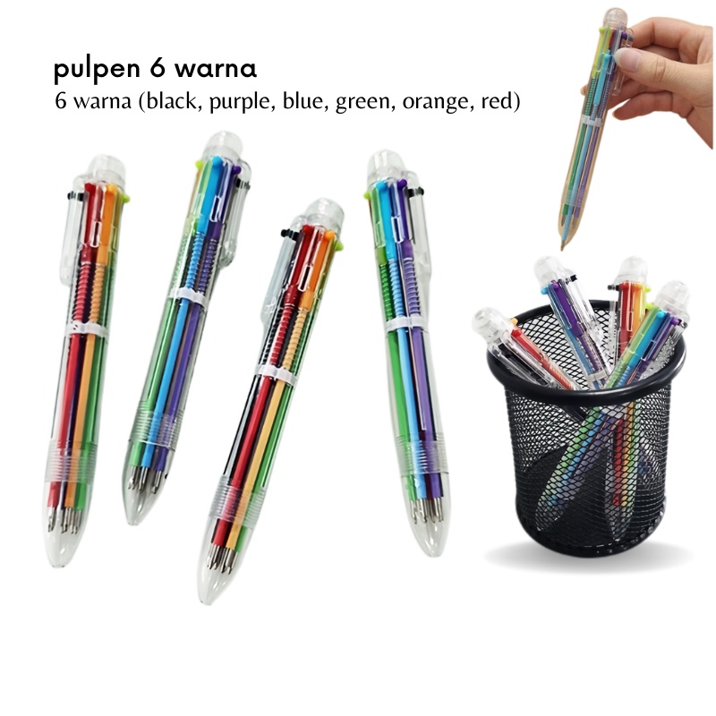 

GOS -E412- Pulpen 6 Warna - Pulpen Mekanik 6 Warna Body TRANSPARAN