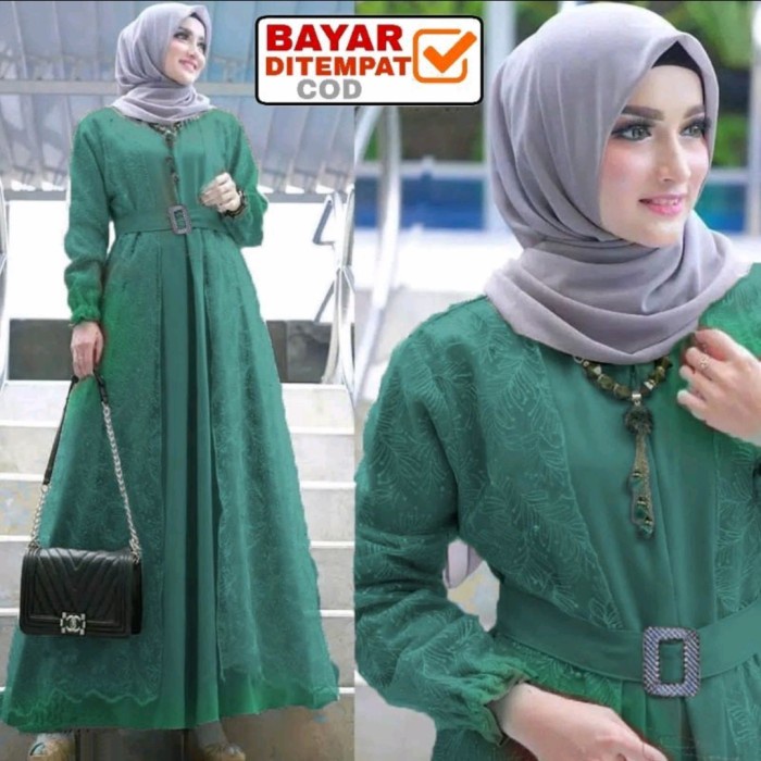 Gamis Wanita Dewasa Gaun Pengantin Kombinasi Brukat Baju Muslim Trendy - Botol, L