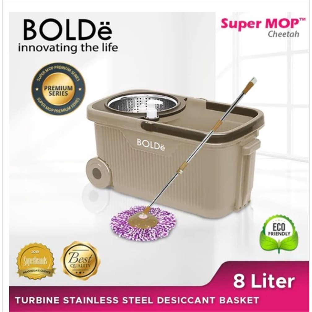 BOLDe Super Mop Cheetah Stainless + Roda - Alat Pel Pembersih Lantai