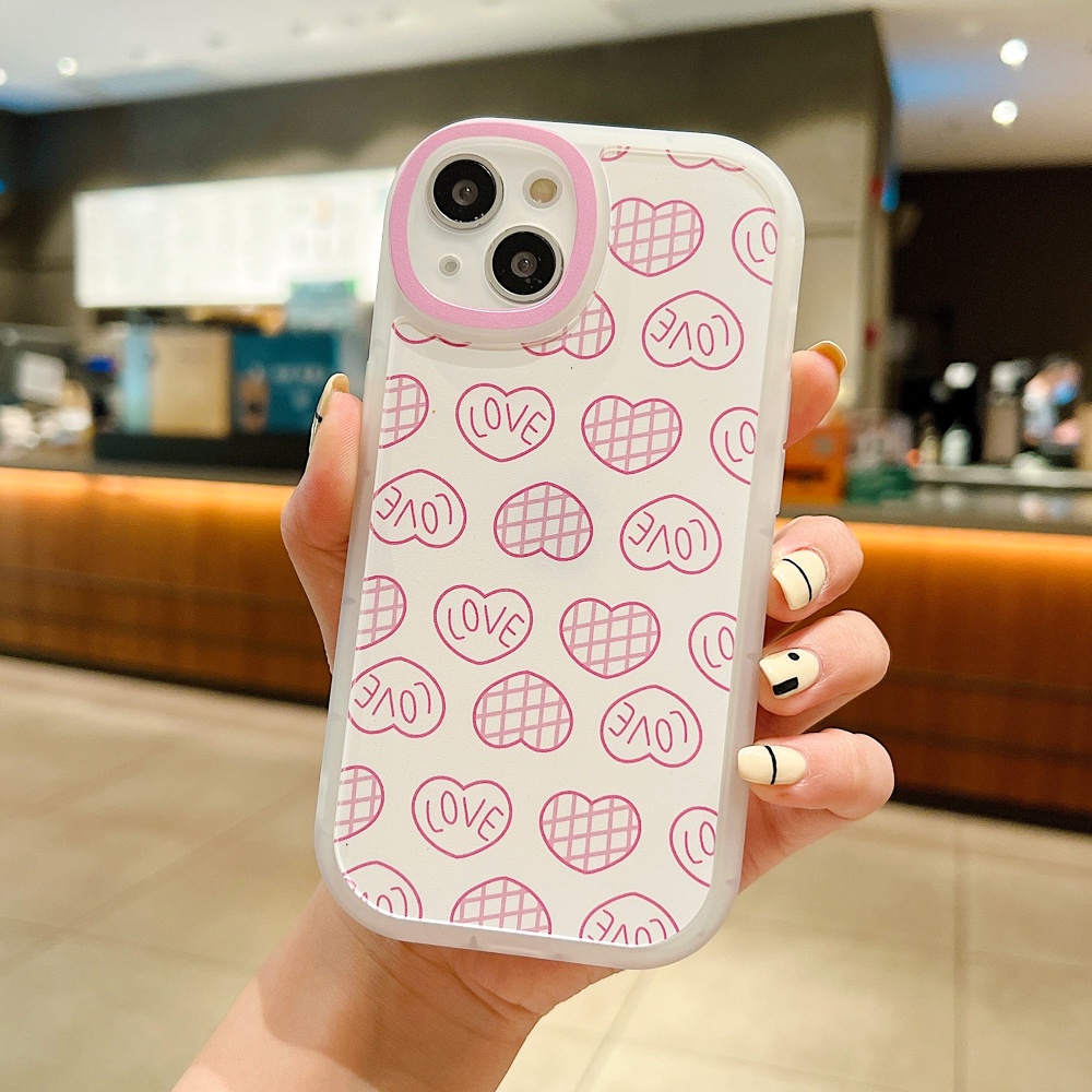 Casing Bunga Love Heart Dan Ungu Untuk Vivo Y50 Y30 Y20 Y11 Y12 Y17 Y19 Y32 Y33S Y21 Y97 Y55 Y5S Y95 Y93 Y91 Y85 Y89 Y75 V11i U3 Iqoo U5 U5E Airbag Shockproof Soft TPU Cover