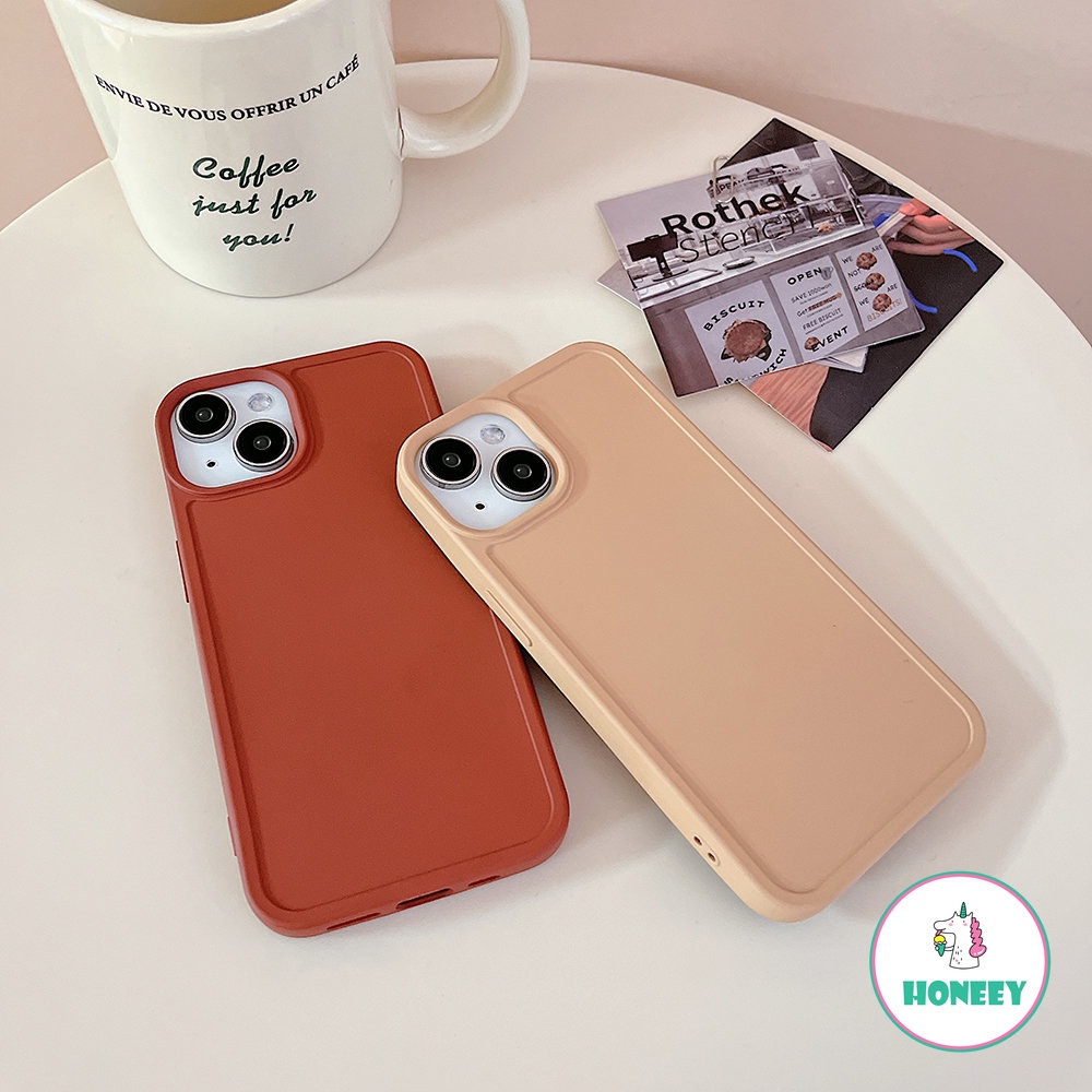 IPHONE Casing Ponsel Caramel Matte Mewah Kompatibel Untuk Iphone14 13 12pro 11 Pro Max XR XS 7 8 14 Plus Slim Shockproof Soft TPU Back Cover