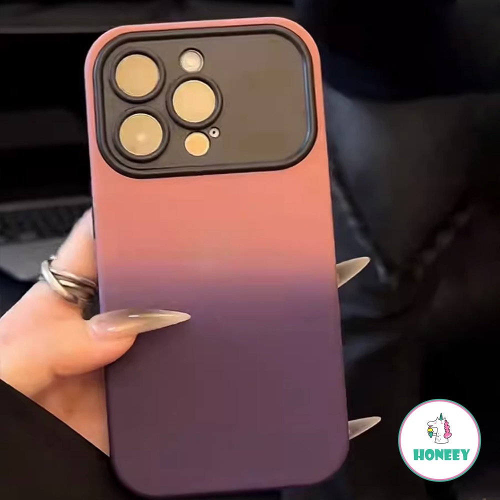 IPHONE Retro Gradient Art Pelindung Lensa Case Untuk Iphone14 13 12 11 Pro Max Case Lucu Soft Cover Mewah Shockproof Matte Phone Case