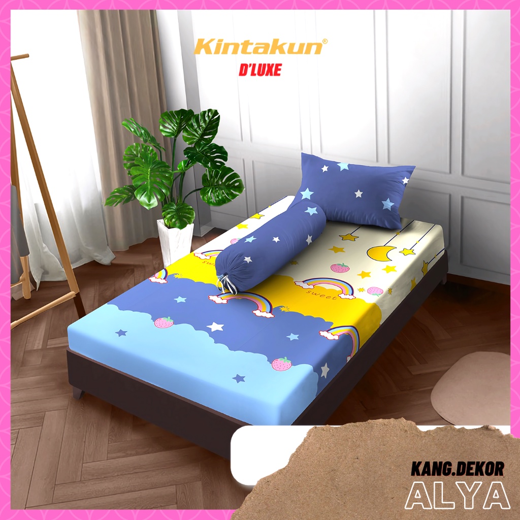 SPREI KINTAKUN D'LUXE MOTIF ALYA 120x200 NO 3 SINGLE SEPREI KARAKTER KARTUN MURAH TERBARU SEPRAI KAMAR TIDUR D’LUXE SEPREI ANAK D LUXE KINTAKUN SEPRAI CANTIK SEPRE DLUXE PROMO ANTI LUNTUR MOTIF PLUS SARUNG BANTAL SPREI DEWASA ALAS KASUR SPREI ADEM