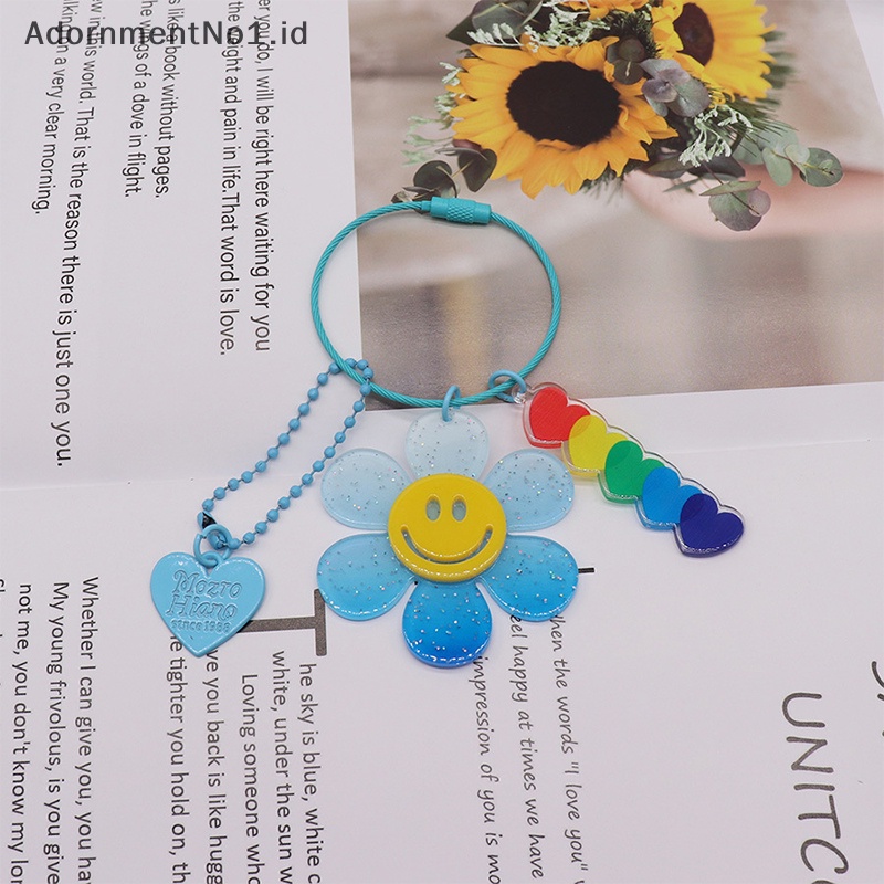 [AdornmentNo1] Kreatif lucu gantungan kunci manis bunga liontin mobil gantungan kunci gadis permen warna Keyring Sunflower Keys dekorasi untuk perhiasan tas