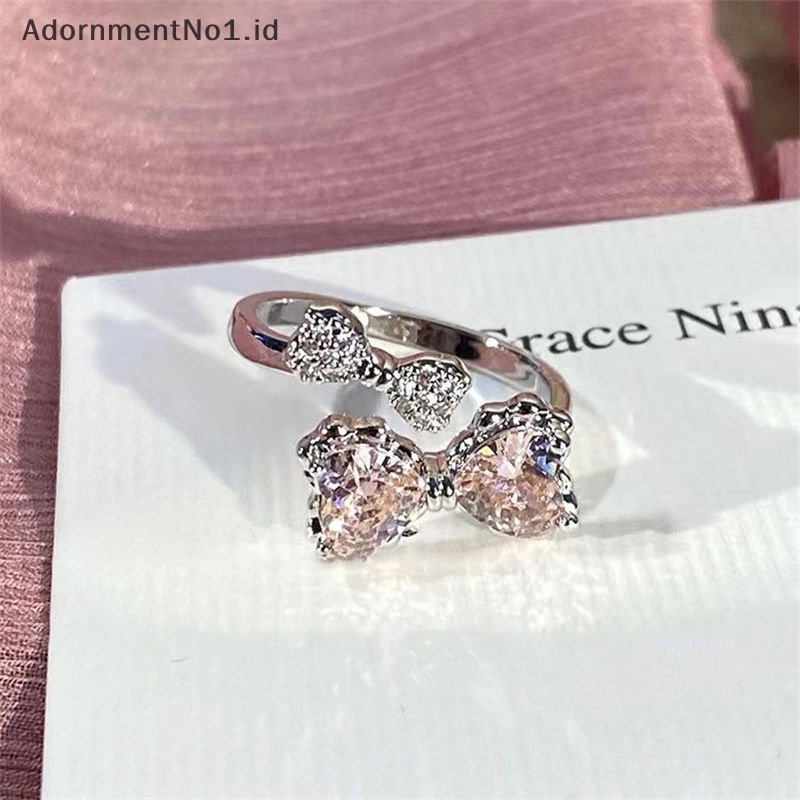 [AdornmentNo1] Gaya korea eksquisite Pink ikatan simpul pembukaan cincin Adjustable manis lucu temperamen Fashion cincin sederhana untuk perhiasan wanita