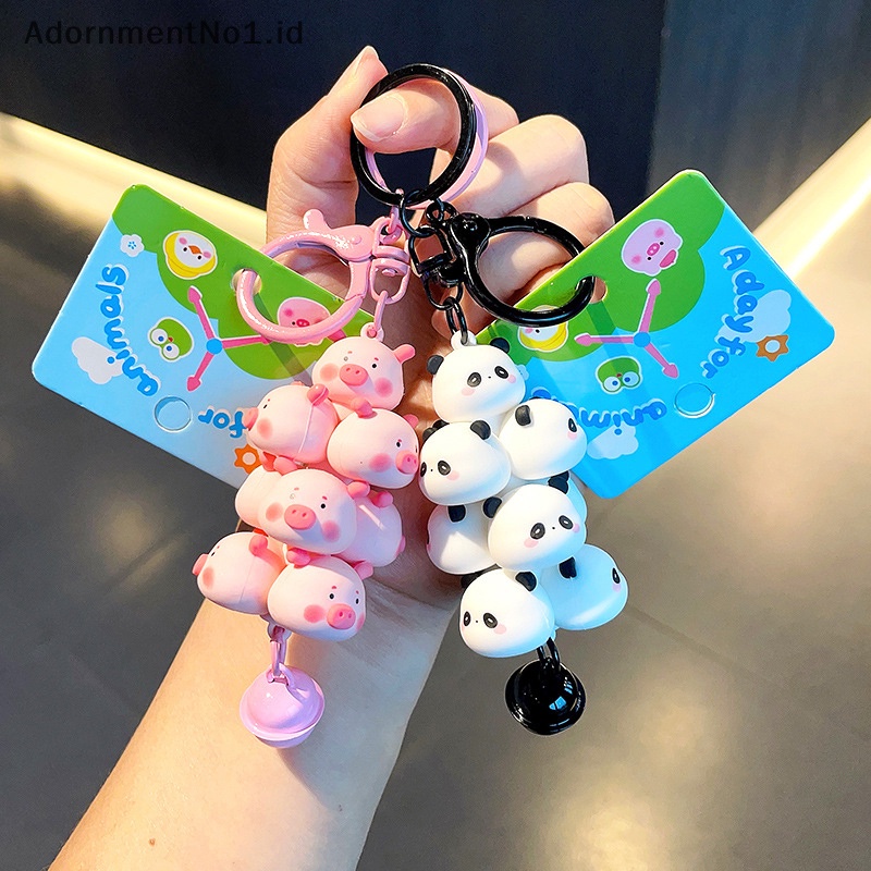 [AdornmentNo1] Kartun hewan Panda Chick gantungan kunci PVC lucu babi peliharaan surga gantungan kunci ransel liontin Keyring untuk anak wanita hadiah