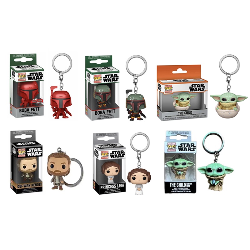 Funko POP Star Wars Darth Vader Gantungan Kunci Liontin Yoda Mandalorian Stormtrooper Model Boneka Action Figure Key Ring Minifigure