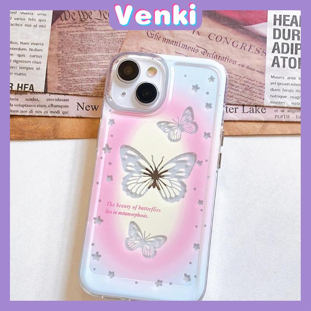 VENKI - Untuk iPhone 11 iPhone Case Bening Lubang Besar Space Case TPU Soft Shell Shockproof Protection Camera Kupu-kupu Sederhana Kompatibel dengan iPhone 14 13 Pro max 12 Pro Max 11 xr xs 7