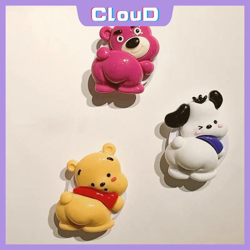 3D DIY Funny SpongeBob Patrick Lovely Strawberry Bear Lotso Disney Universal Scalable Phone Stand Holder Cartoon Winnie The Pooh Cute Melody Kuromi Glossy Foldable Phone Bracket