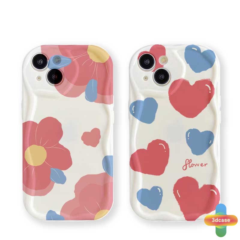 IPHONE Kartun Kelinci Indah Pasangan Case Kompatibel Untuk IPhone 13 12 11 14 PRO MAX 6 7 6S 8 14 Plus X XR XS MAX 11 12 13 Se 2020 6SPlus 7Plus 6Plus 8Plus 14Plus XSMAX Glossy Fashion Babi Lucu 3d Wavy Curved Edge Tpu Soft Cover