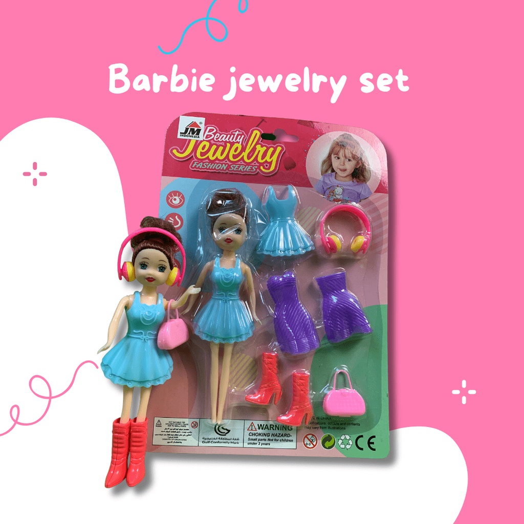 Mainan boneka Barbie Anak Beauty Jewelry Fashion Set