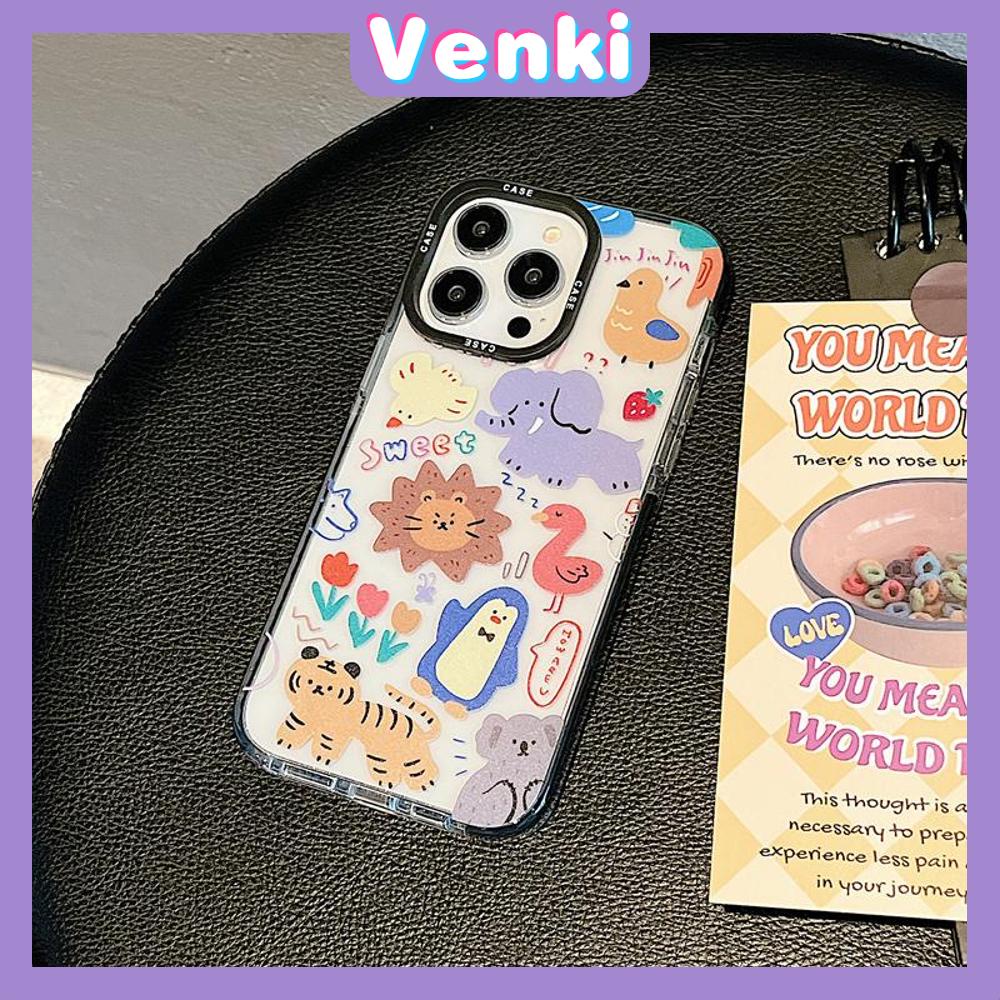 Venki - Case iPhone 11 iPhone Case Soft Case Clear Case Tebal Tahan Guncangan Bingkai Kamera Hewan Lucu Singa Kompatibel dengan iPhone 14 Pro Max 13 Pro Max 12 Pro Max 11 Pro Max XR XS 7Plus