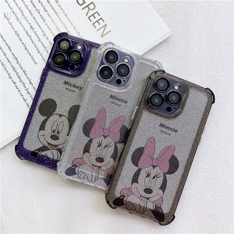 IPHONE Film Pelindung Lensa Tempered Glass Hard Acrylic Minnie Space Case Untuk Iphone11 12 13 14 Pro Max Tahan Debu