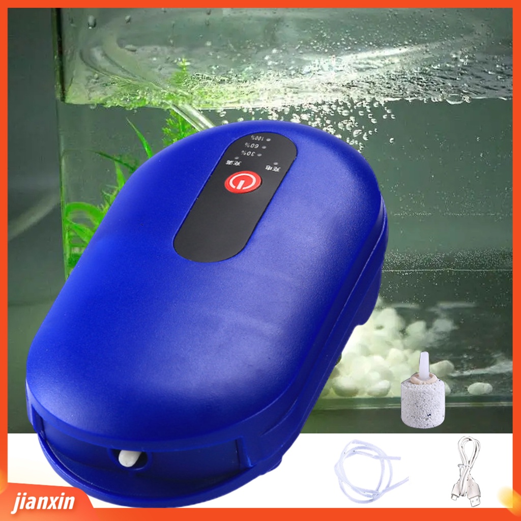 (In Stock) Pompa Udara Oksigen USB Charging Portable Ultra Tenang Dengan Batu Udara Daya Tinggi Penambahan Oksigen Mini Dual Outlet Aquarium Fish Tank Aerator Untuk Outdoor