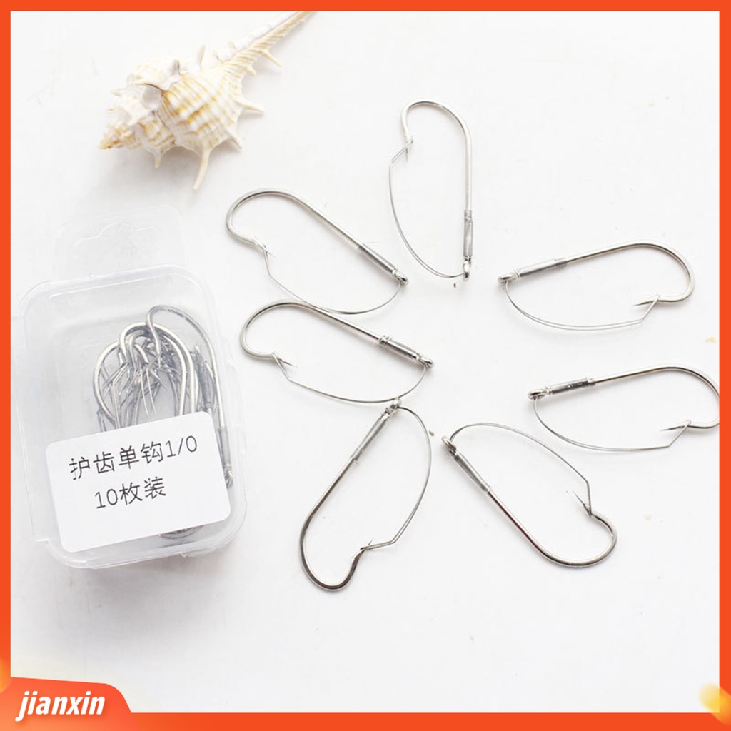 (In Stock) 10Pcs /Box Kait Memancing Berduri Portabel Kokoh Anti-Gantung Bawah Umur Panjang Memancing J Hook Untuk Outdoor