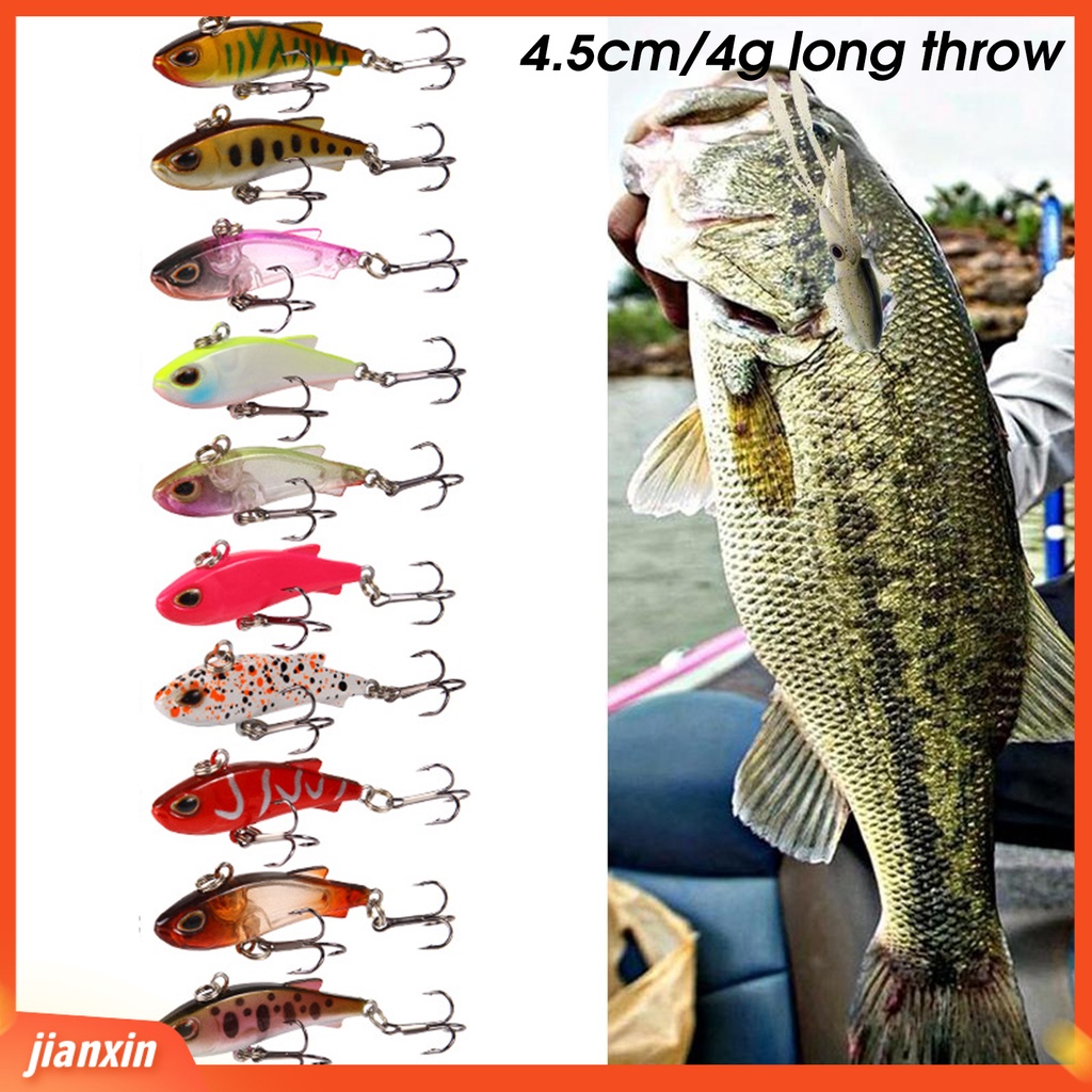 (In Stock) 4.5cm /4g Umpan Palsu 3D Mata Lingkaran Ganda Berduri Treble Hook VIB Umpan Untuk Angling