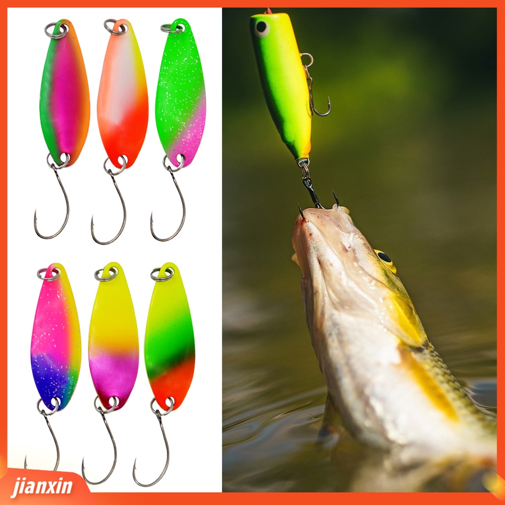 (In Stock) 6 Pcs 5g /4 cm Berwarna Sequin Semua Air Universal Tajam Kait Meningkatkan Tingkat Angling Willow Daun Buatan Umpan Sequin Aksesoris Memancing