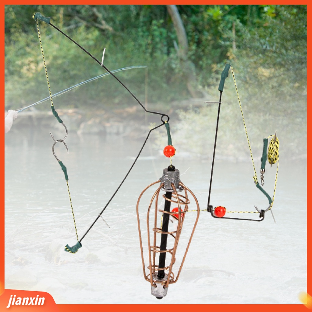 (In Stock) Fishing Lure Cage Keranjang Umpan Pancing Tembaga Anti Korosi Portabel Dengan Kait Garis Untuk Memancing