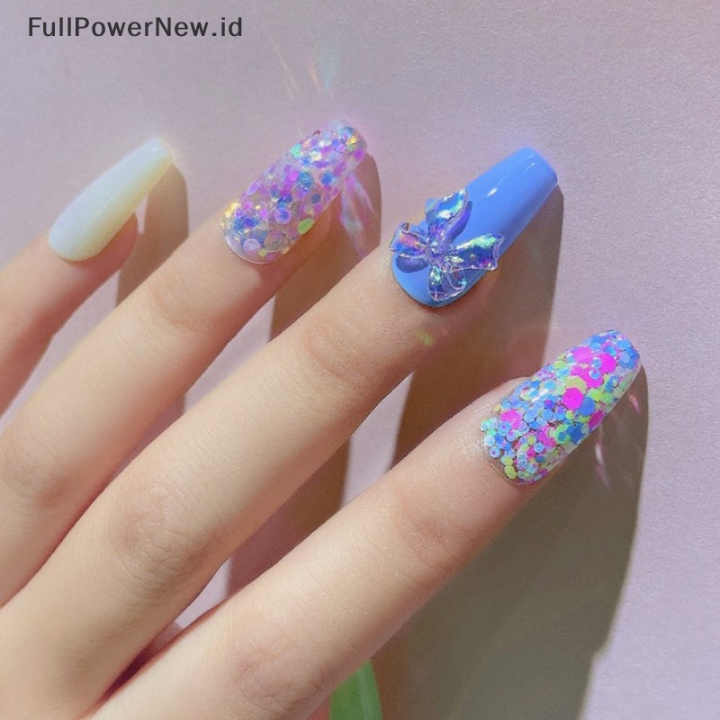 Power 1toples Shinyny Nail Gradient Sequin Payet Kuku Laser Warna-Warni Glitter Flakes ID