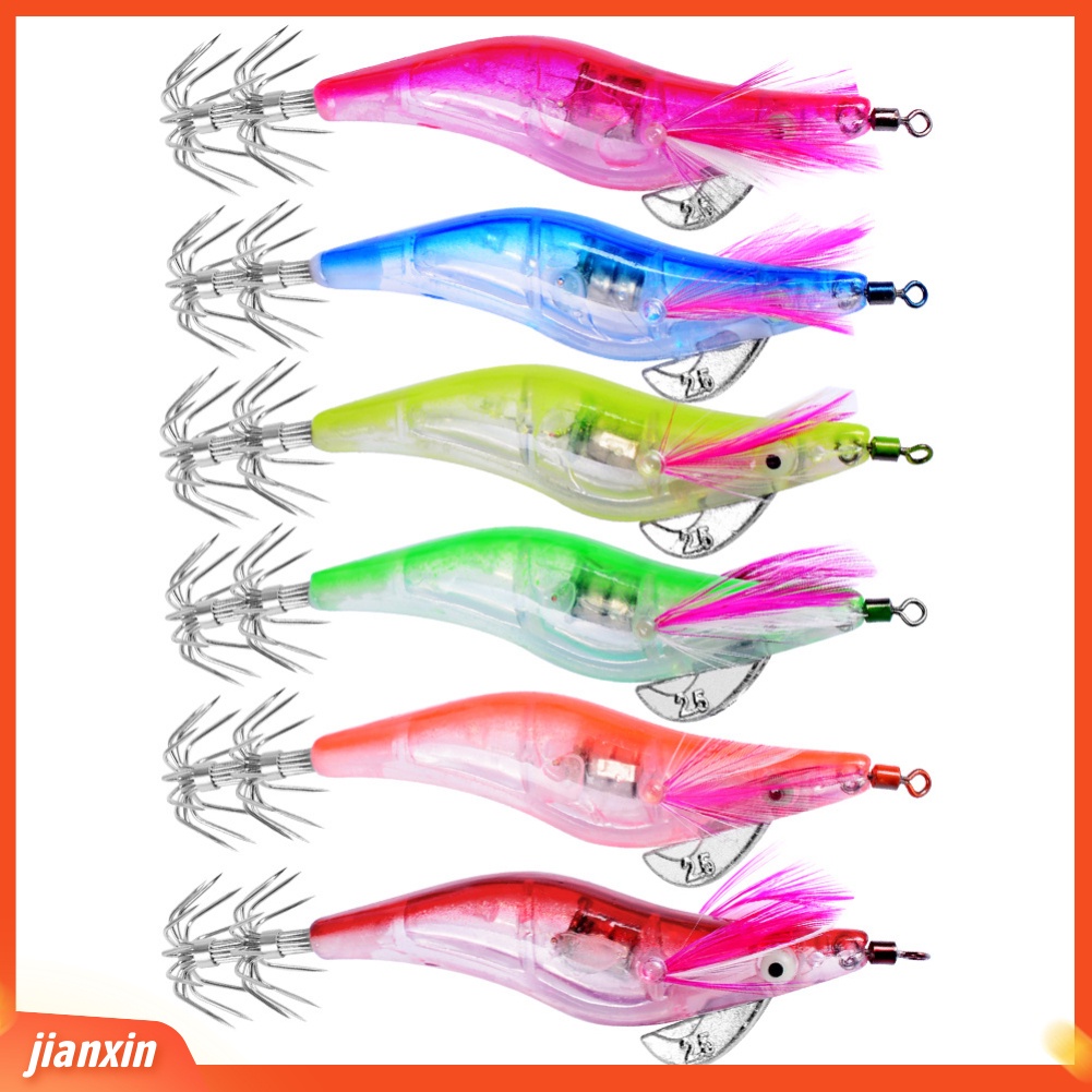 (In Stock) 6Pcs Elektronik Lampu LED Malam Memancing Umpan Udang Jigs Umpan Fish Tackle Set