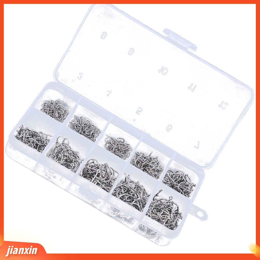(In Stock) 500Pcs 10ukuran Aneka Kait Ikan Tajam Umpan Umpan Dan Memancing Kotak