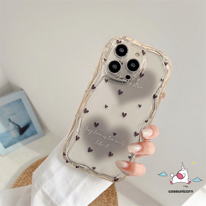 Untuk Realme C55 C35 C15 C53 C31 9i 5 7i 6i 5s 5i C21Y C12 C25Y C25 C11 C20 C25s C33 C30 C21 C3 C17 C2 C20A C1 Art Watercolour Macaron Love Heart Letter Lembut 3D Bergelombang Curved Edge Case