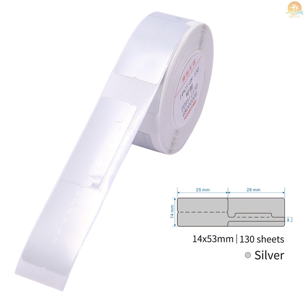 In Stock Niimbot Thermal Transfer Label Skicker Kertas PET Untuk B18 Label Printer Barcode Perhiasan Harga Size Nama Label Kosong Tahan Air Sobek 14x53mm 130sheets /roll Untuk Pr