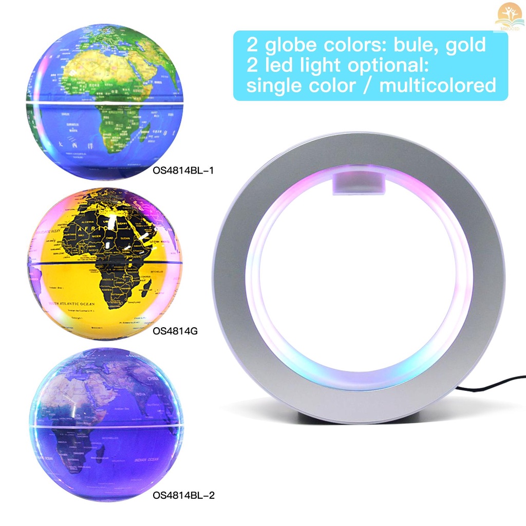 In Stock Bola Dunia Mengambang Dengan Lampu LED Berubah Warna 6inci Levitation Magnetik Berputar Peta Dunia Dengan Dasar Cahaya Multicolor Kreatif Anti Gravitasi Globe Lampu Untuk Anak G