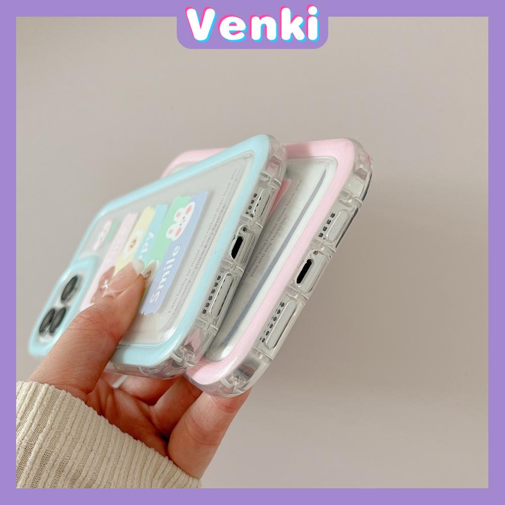 VENKI - Untuk iPhone 11 Case Bening Lembut TPU Bingkai Foto Airbag Ponsel Case Tahan Guncangan Perlindungan Kamera Catatan Tempel Lucu Kompatibel dengan iPhone 14 13 Pro Max iPhone 12 Pro Max XR XS