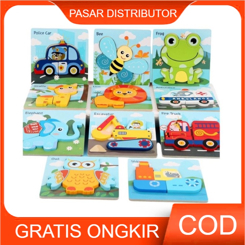 Mainan Edukasi Anak 3D JIGSAW PUZZLE Mainan Puzzle Kayu Anak Belajar