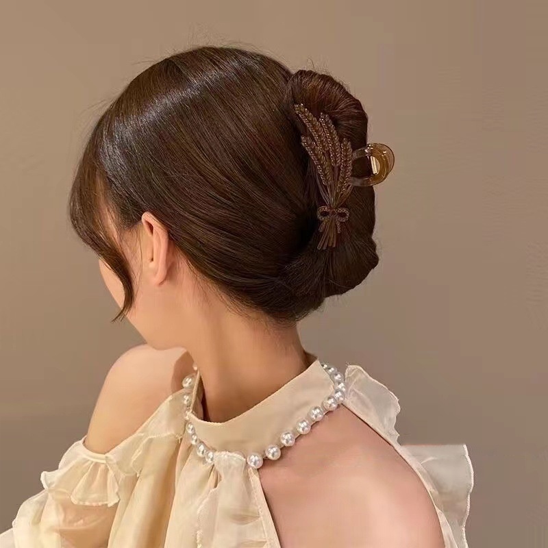 Populer Hiu Klip Untuk Wanita Gadis Fashion Hiasan Kepala Ponytail Holder Vintage Warna-Warni Besar Gandum Telinga Rambut Cakar Korea INS Gaya Aksesoris Rambut Temperamen Elegan Jepit