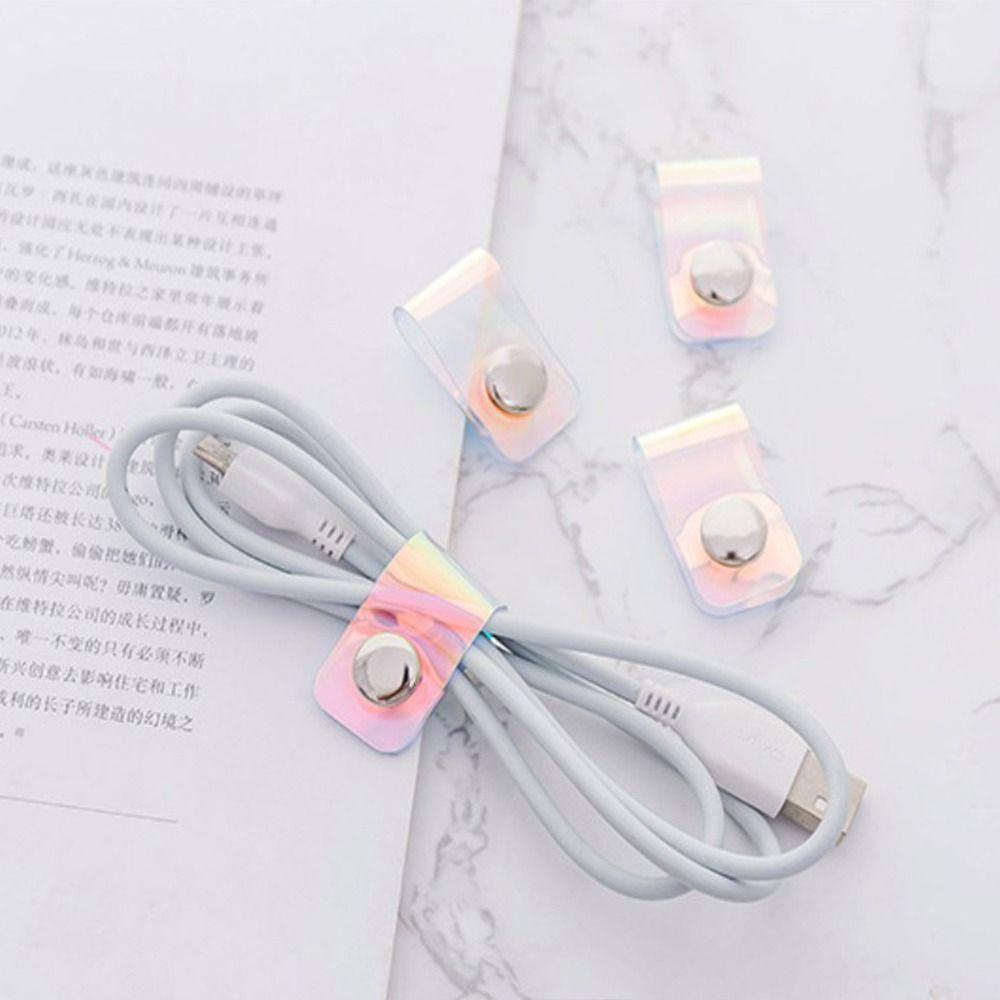 LANFY 10pcs Tali Pengikat Kabel, Pengikat Kabel Laser PVC, Kawat Kabel Telepon Multifungsi Reusable Winder Wrap Cable Buckle Straps Untuk Kantor Sekolah