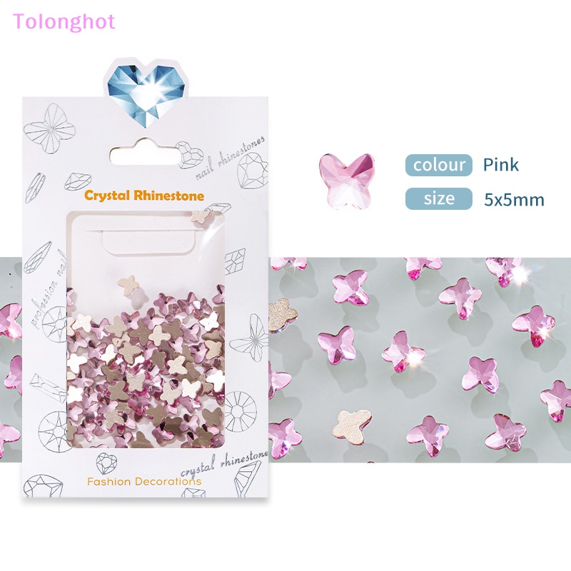 Tolonghot&gt; 100 Pcs 3D Kuku Kupu-Kupu Kaca Dekorasi Kuku Berlian Imitasi Manicure Supplique DIY Nail Art Dekorasi Peri Perhiasan Dekorasi well