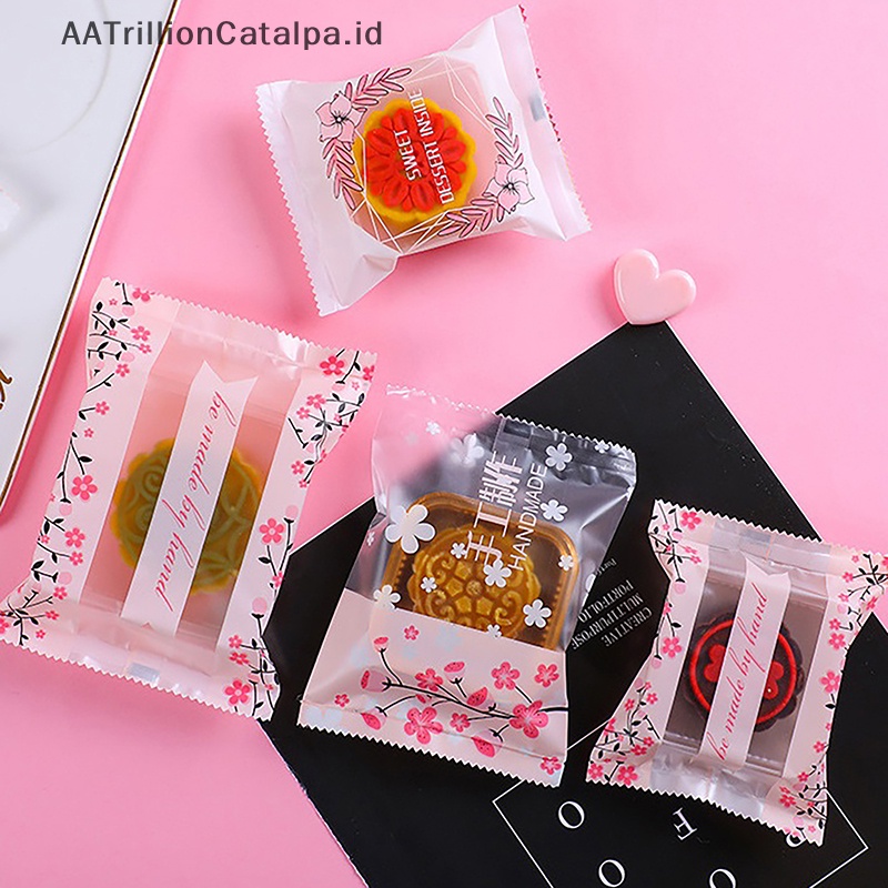 Aatrillioncatalpa 100 /200Pcs Cherry Blossom Bag Scrub Foundation Mesin Penyegel Kuning Telur Crisp Snowflake Packaging Bag DIY Cookie Bags ID
