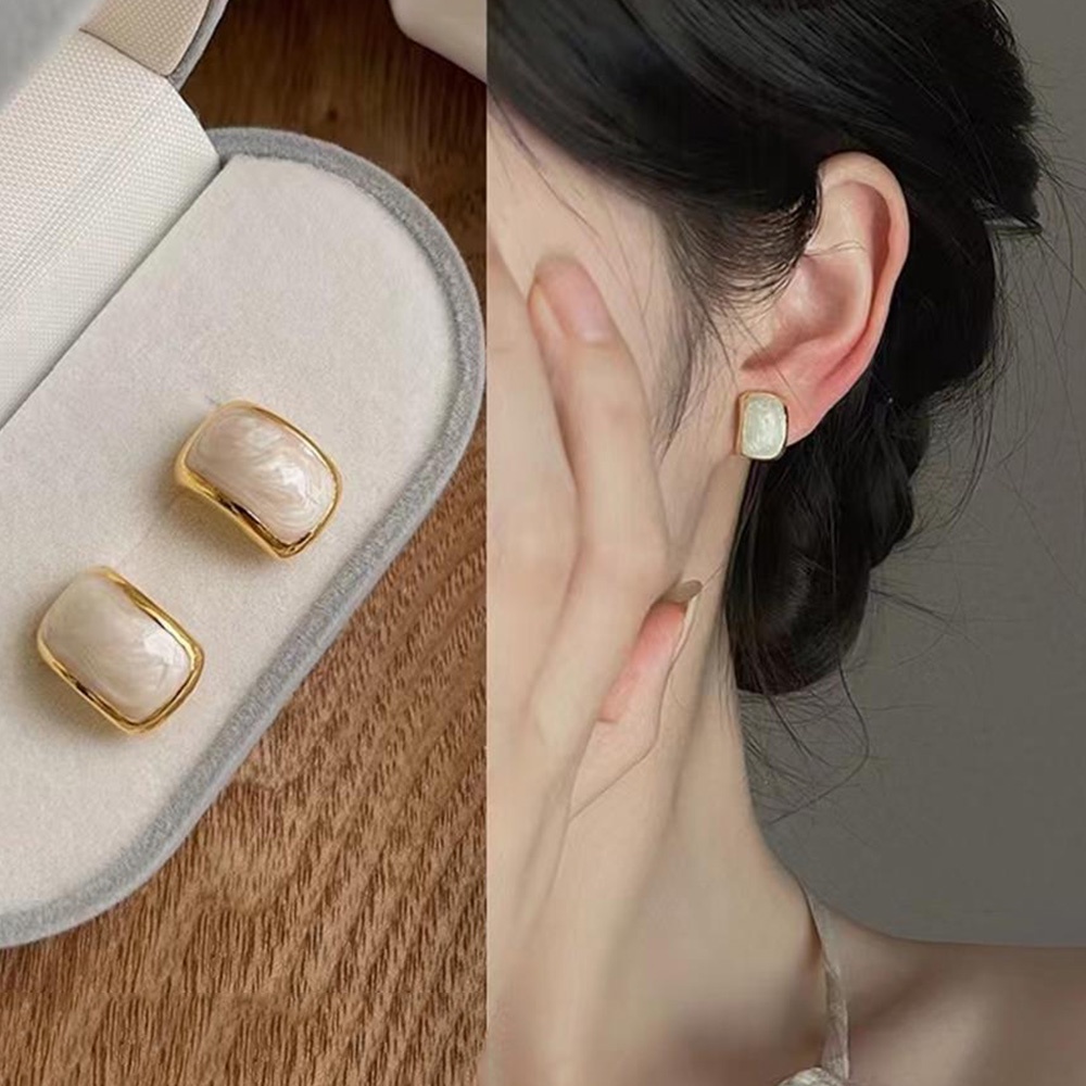 Anting Klip Enamel Geometris Tindik Palsu Lucu Sederhana Baru Non Tindik Manset Telinga Untuk Wanita