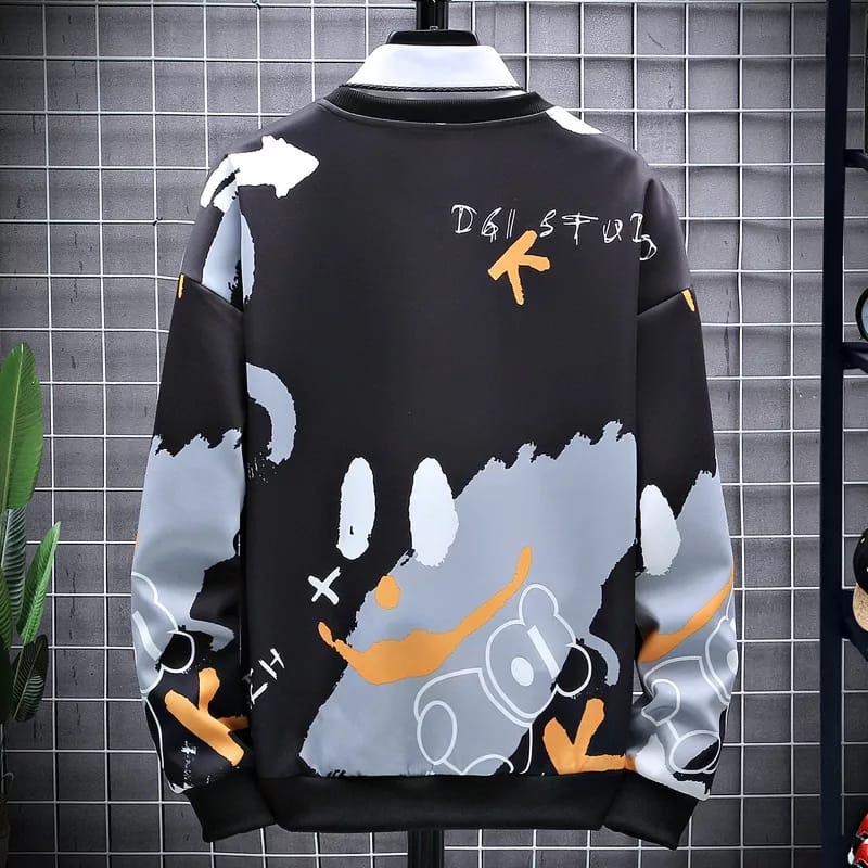 O Neck Bear Outerwear Sweater Pria Matt Fleece Tebal Oblong Crowneck OOTD Casual Daily Korean Street Style Premium