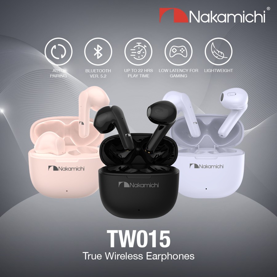 NAKAMICHI TWS Headset Bluetooth Wireless TW015 V5.3 Earphone Earbuds Low Latency for Gaming Android iOS