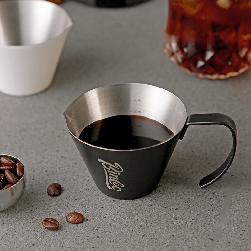 Gelas Espresso Single Spout Stainless Steel 120ml Dengan Skala Small Extraction Cup Measuring Jug