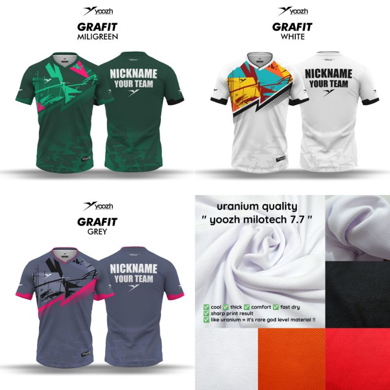 [ ANAK & DEWASA ] BAJU YOOZH GRAFIT YOOZH KAOS BADMINTON VOLLY GOWES IMPORT BULU TANGKIS PINGPONG JE