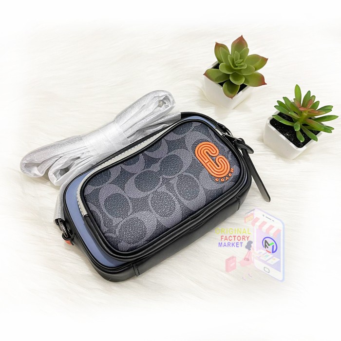 VS TAS COACH 3205 MINI EDGE DOUBLE POUCH CROSSBODY SIGNATURE CANVAS DENIM