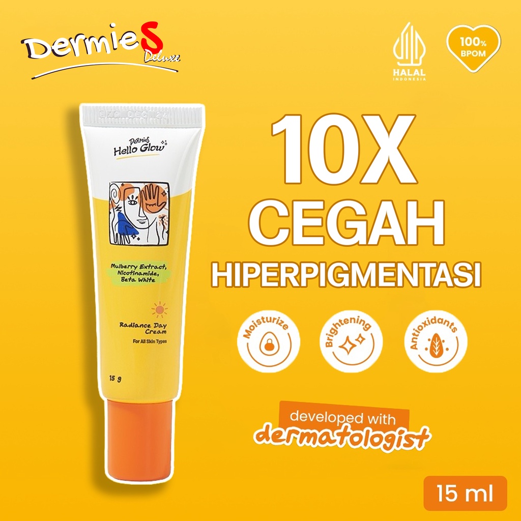 Dermies by ERHA Day Cream Hello Glow 15 g - Krim Pagi Pencerah + Vit E
