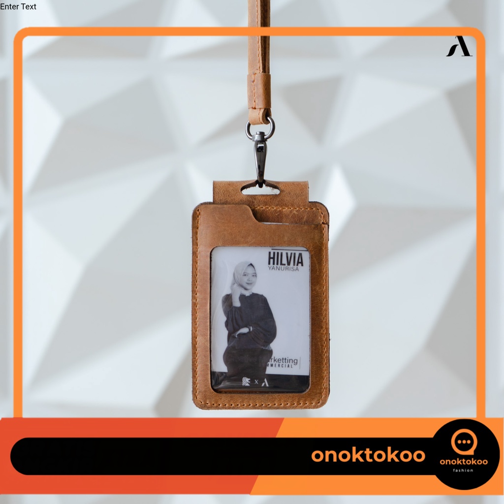 

Alona Leather Id card Name Tag Kulit Sapi Asli Berly landyard Papan Nama Model Kalung