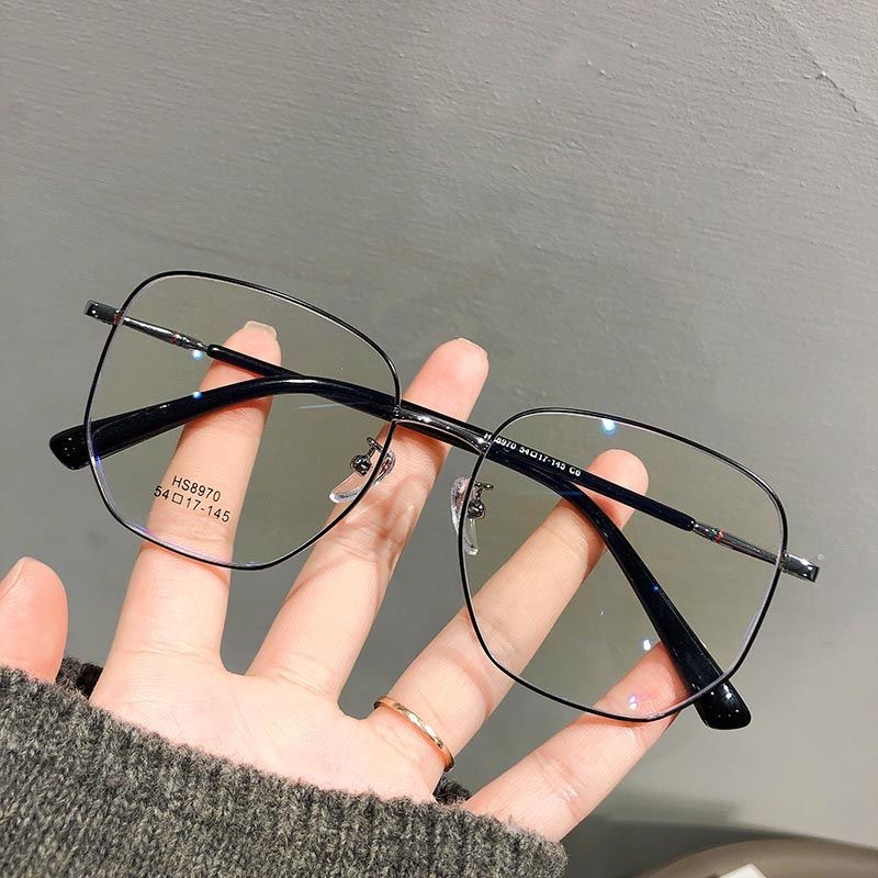 Viendo Frame Kacamata Minus Photocromic Anti Radiasi Blueray Wanita Pria Cowok Potocromic Fotocromi Bluecromic UV400 Komputer Hp Kaca Mata Optik Fashion Korea -1/-1.5/-2/-2.5/-3/-3.5/-4/-4.5/-5/-5.5/-6-Black Silver